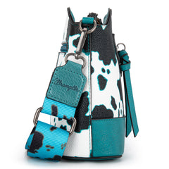 WG133-213  Wrangler Cow Print Crossbody  Bag  - Light Turquoise