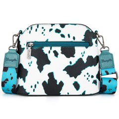 WG133-213  Wrangler Cow Print Crossbody  Bag  - Light Turquoise