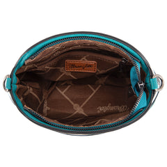 WG133-213  Wrangler Cow Print Crossbody  Bag  - Light Turquoise