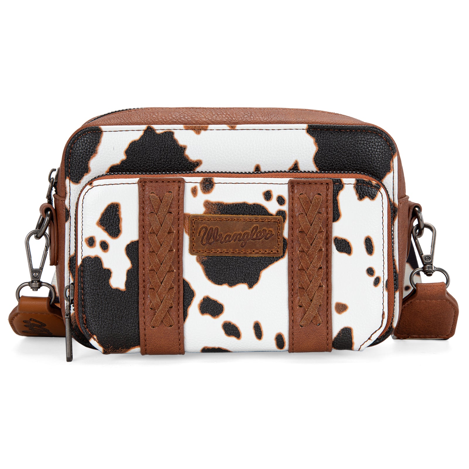 WG133-3003 Wrangler Cow Print Crossbody Purse With Wallet Compartment ...