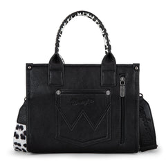 PRE-ORDER  WG133-81203S  Wrangler Leopard Print Concealed Carry Tote/Crossbody - Black(ONLINE ONLY)