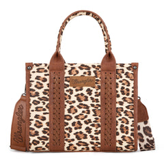 PRE-ORDER  WG133-81203S  Wrangler Leopard Print Concealed Carry Tote/Crossbody - Brown(ONLINE ONLY)