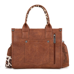 PRE-ORDER  WG133-81203S  Wrangler Leopard Print Concealed Carry Tote/Crossbody - Brown(ONLINE ONLY)