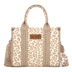 PRE-ORDER  WG133-81203S  Wrangler Leopard Print Concealed Carry Tote/Crossbody - Khaki(ONLINE ONLY)