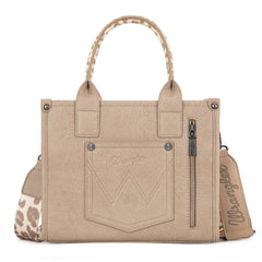 PRE-ORDER  WG133-81203S  Wrangler Leopard Print Concealed Carry Tote/Crossbody - Khaki(ONLINE ONLY)