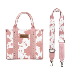 PRE-ORDER WG133-81203S  Wrangler Cow Print Concealed Carry Tote/Crossbody - Light Pink (ONLINE ONLY)