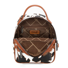 WG133-8600  Wrangler Cow Print Mini Backpack With Coin Pouch - Brown