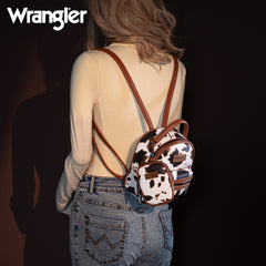 WG133-8600  Wrangler Cow Print Mini Backpack With Coin Pouch - Brown