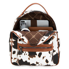 WG133-8603  Wrangler  Cow Print Backpack With Coin Pouch - Brown