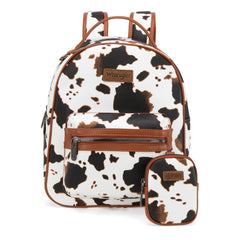 WG133-8603  Wrangler  Cow Print Backpack With Coin Pouch - Brown