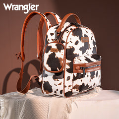 WG133-8603  Wrangler  Cow Print Backpack With Coin Pouch - Brown