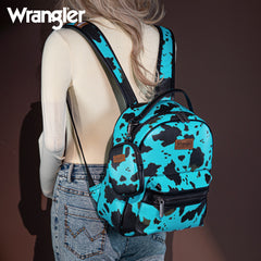 WG133-8603  Wrangler Cow Print Backpack With Coin Pouch - Turquoise