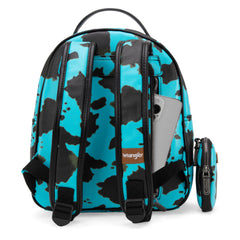 WG133-8603  Wrangler Cow Print Backpack With Coin Pouch - Turquoise