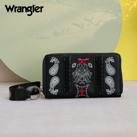 WG134-W006  Wrangler Bandana Paisley Print Wallet -Black