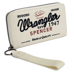 WG136-W006  Vintage Wrangler Canvas Zip Wristlet - Beige