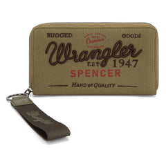 WG136-W006  Vintage Wrangler Canvas Zip Wristlet - Green