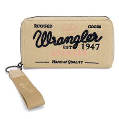 WG136-W006  Vintage Wrangler Canvas Zip Wristlet- Tan