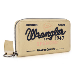 WG136-W006  Vintage Wrangler Canvas Zip Wristlet- Tan