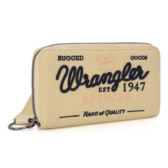 WG136-W006  Vintage Wrangler Canvas Zip Wristlet- Tan