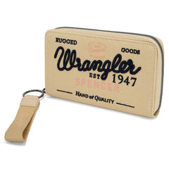 WG136-W006  Vintage Wrangler Canvas Zip Wristlet- Tan