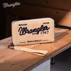 WG136-W006  Vintage Wrangler Canvas Zip Wristlet- Tan