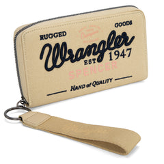 WG136-W006  Vintage Wrangler Canvas Zip Wristlet- Tan