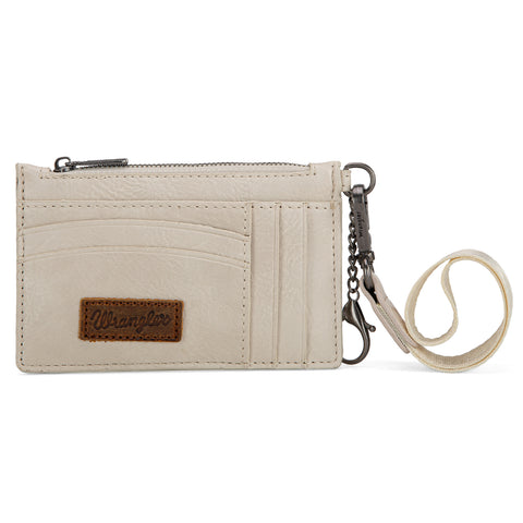 WG137-W009  Wrangler  Solid Color Key Chain Wristlet Card Wallet - White