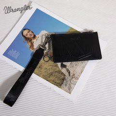 WG137-W009  Wrangler  Solid Color Key Chain Wristlet Card Wallet -Black