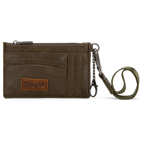 WG137-W009  Wrangler  Solid Color Key Chain Wristlet Card Wallet -Green