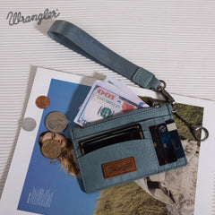 WG137-W009  Wrangler  Solid Color Key Chain Wristlet Card Wallet -Jean