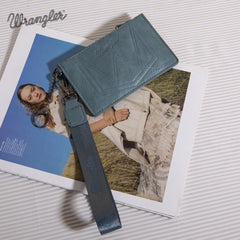 WG137-W009  Wrangler  Solid Color Key Chain Wristlet Card Wallet -Jean