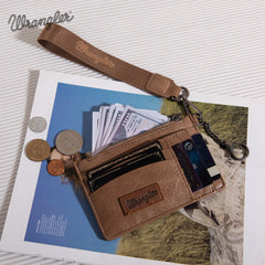 WG137-W009  Wrangler  Solid Color Key Chain Wristlet Card Wallet -Khaki