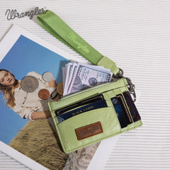 WG137-W009  Wrangler  Solid Color Key Chain Wristlet Card Wallet -Light Green