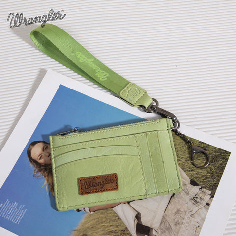 WG137-W009  Wrangler  Solid Color Key Chain Wristlet Card Wallet -Light Green