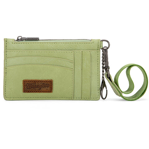 WG137-W009  Wrangler  Solid Color Key Chain Wristlet Card Wallet -Light Green