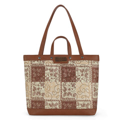 WG138-2002 Wrangler Paisley Pattern Dual Sided Print Tote- Brown