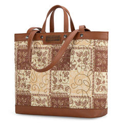 WG138-2002 Wrangler Paisley Pattern Dual Sided Print Tote- Brown