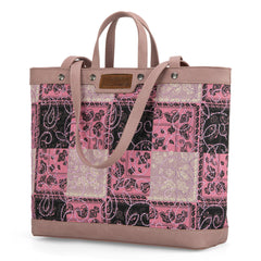 WG138-2002 Wrangler Paisley Pattern Dual Sided Print Tote- Pink