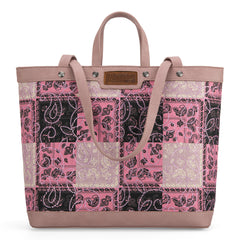 WG138-2002 Wrangler Paisley Pattern Dual Sided Print Tote- Pink