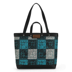 WG138-2002 Wrangler Paisley Pattern Dual Sided Print Tote- Turquoise