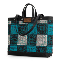 WG138-2002 Wrangler Paisley Pattern Dual Sided Print Tote- Turquoise