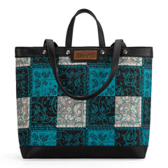 WG138-2002 Wrangler Paisley Pattern Dual Sided Print Tote- Turquoise