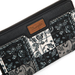 WG138-W006  Wrangler Bandana Paisley Print Wallet -Black