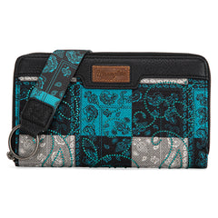 WG138-W006  Wrangler Bandana Paisley Print Wallet -Turquoise