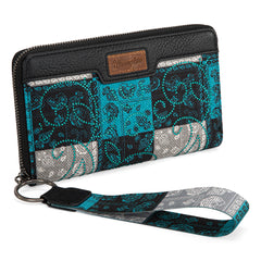 WG138-W006  Wrangler Bandana Paisley Print Wallet -Turquoise