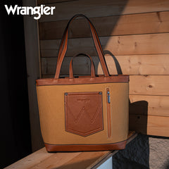 WG142-2002  Wrangler Canvas Top Handle Tote/Shoulder Bag - Brown