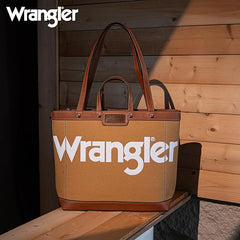 WG142-2002  Wrangler Canvas Top Handle Tote/Shoulder Bag - Brown