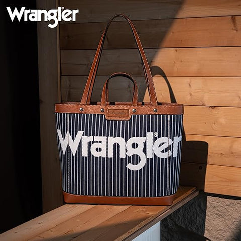 WG142-2002  Wrangler Canvas Top Handle Tote/Shoulder Bag - Navy