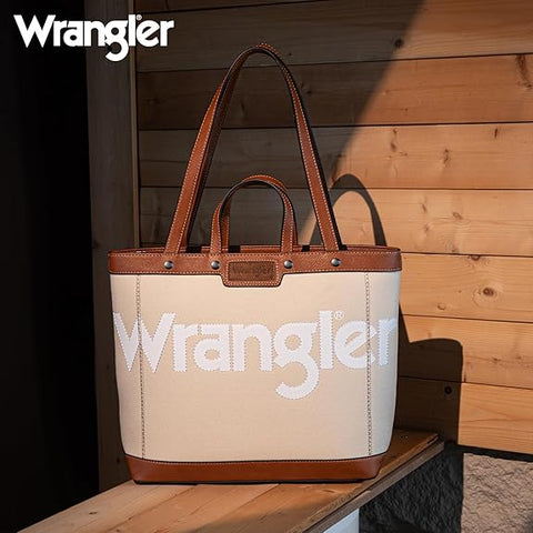 WG142-2002  Wrangler Canvas Top Handle Tote/Shoulder Bag - Tan