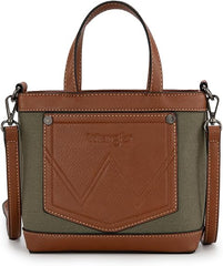 WG142-2005  Wrangler Canvas Mini Top Handle Tote//Crossbody - Army